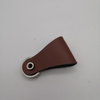Brown Leather Konb Zinc Alloy Single Hole Pull Handle for Wardrobe Cabinet