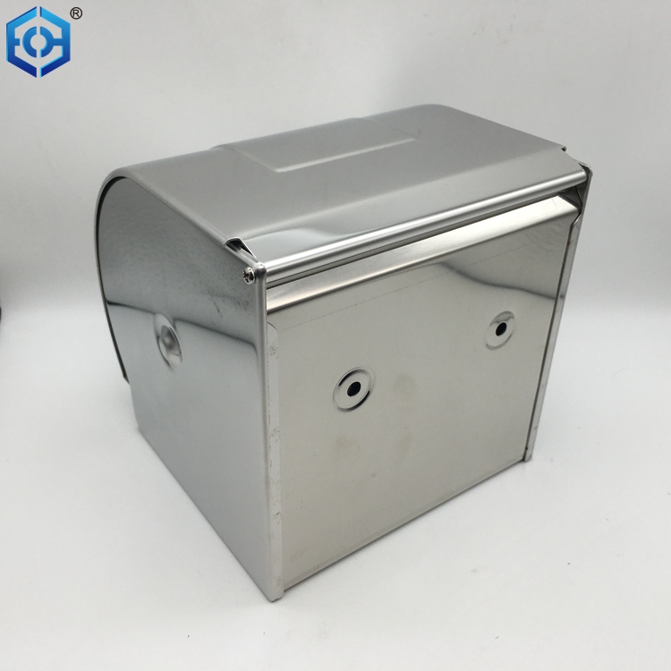 Stainless Steel Paper Holder Toilet Paper Box Thickened Roll Paper Box Water Resistant - Silver
