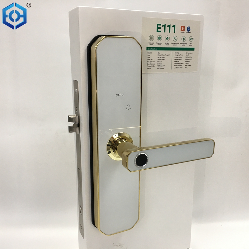 ECH Smart Fingerprint Keyless Entry Bluetooth Door Lock Free APP IC Card Anti-peep Code Tuya Or TT Lock App Control for Home Office Apartment