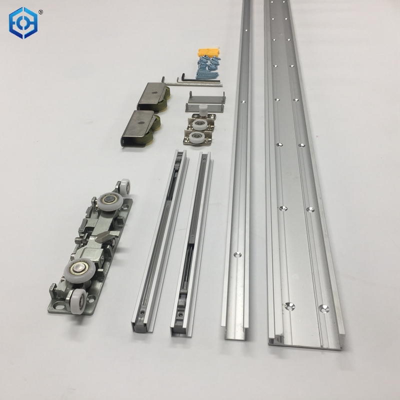 Premium Concealed Ghost Door Hardware Kit with Hidden Supreme Magic Sliding Track Kit And Flush Pulls for 31-40 Inch Doors Soft Close Heavy Duty Sliding Hardware