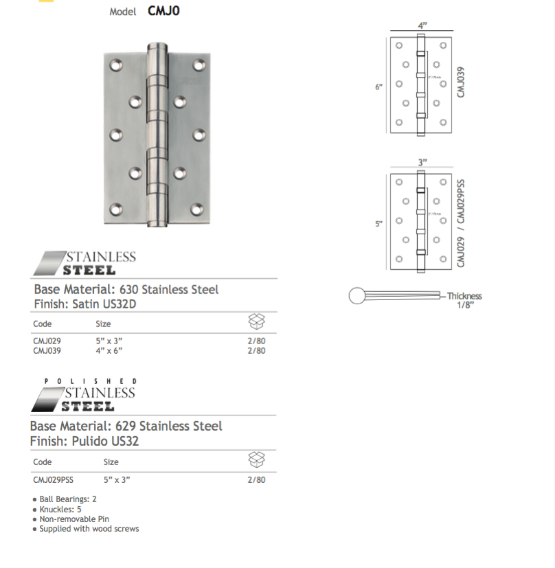(H043) Household Brass Door Brass Hinge