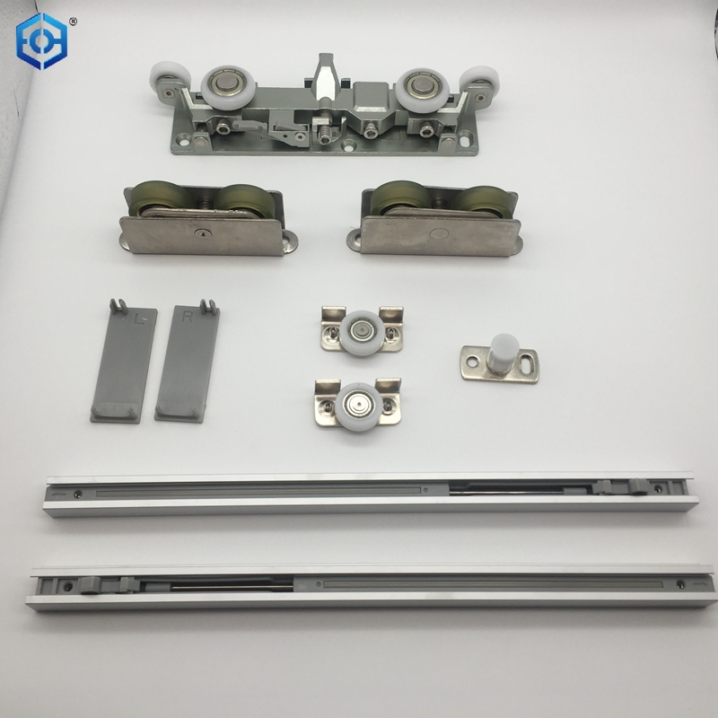 Premium Concealed Ghost Door Hardware Kit with Hidden Supreme Magic Sliding Track Kit And Flush Pulls for 31-40 Inch Doors Soft Close Heavy Duty Sliding Hardware