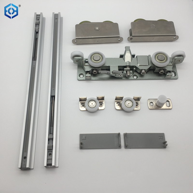 Premium Concealed Ghost Door Hardware Kit with Hidden Supreme Magic Sliding Track Kit And Flush Pulls for 31-40 Inch Doors Soft Close Heavy Duty Sliding Hardware
