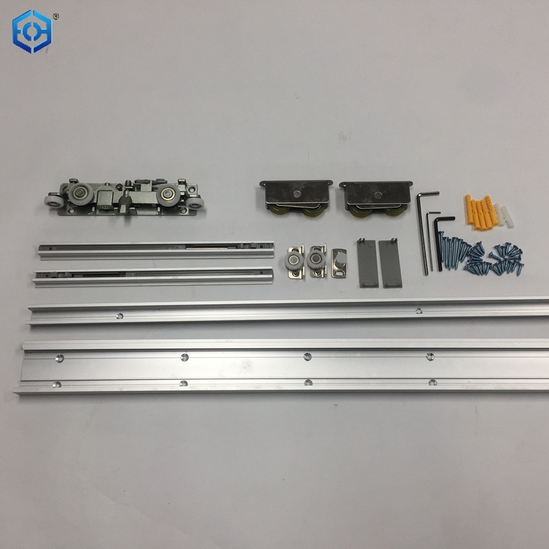 Premium Concealed Ghost Door Hardware Kit with Hidden Supreme Magic Sliding Track Kit And Flush Pulls for 31-40 Inch Doors Soft Close Heavy Duty Sliding Hardware