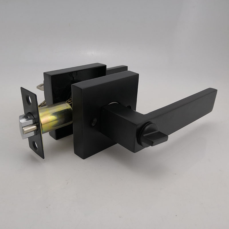 Black Square Zinc Alloy Heavy Duty Privacy Bedroom Tubular Lever Door