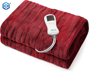  Heated Blanket Electric Throw Red 50" X 60" Flannel Fast Heating Blanket,6 Heat Settings 9 Hour Auto Shut Off,Home Office Use Machine Washable