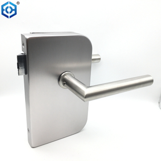 Silver Aluminum Plate Passage Glass Door Lock with Stainless Steel Door Handles