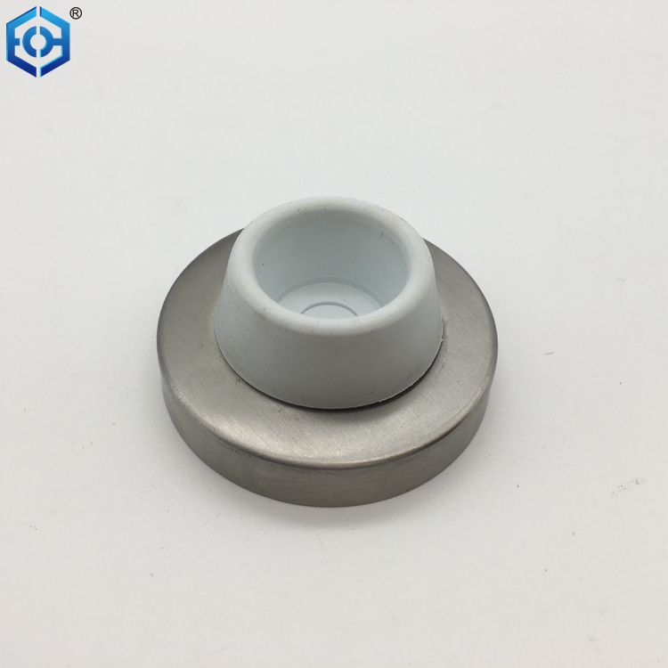 White Rubber Stainless Steel WallMount Door Stop with Rubber Bumper