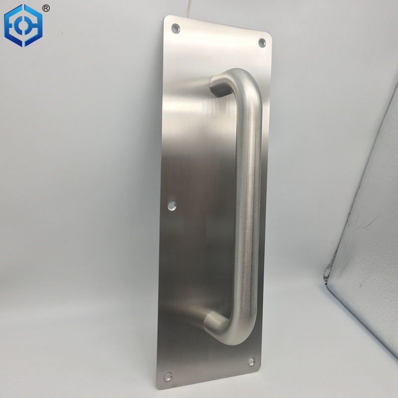 Stainless Steel Door Pull Handle 11.8 Inches Plate Commercial Door Handle No Sharp Edge Screws Included