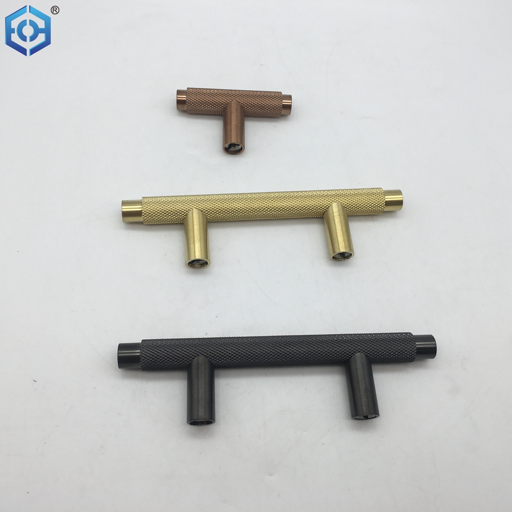 black knurled cabinet pull