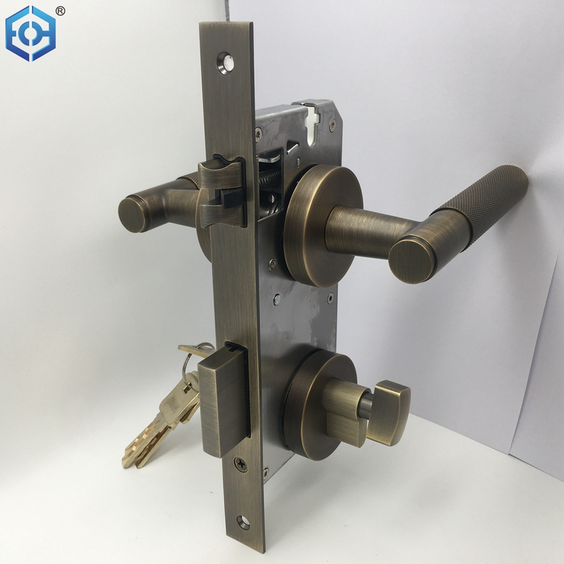 Door Locks for Bedroom And Mortise Lock Handle Set with 3 Brass Key Antique Finish