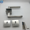 Stainless Steel Modern Square Tube Door Handle On Magnetic Round Rose