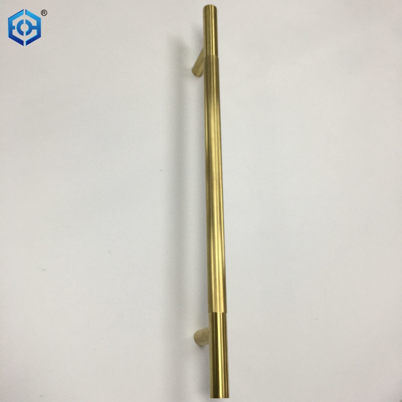Antique Brass Stainless Steel Knurled T Bar Glass Door Pull Handle 