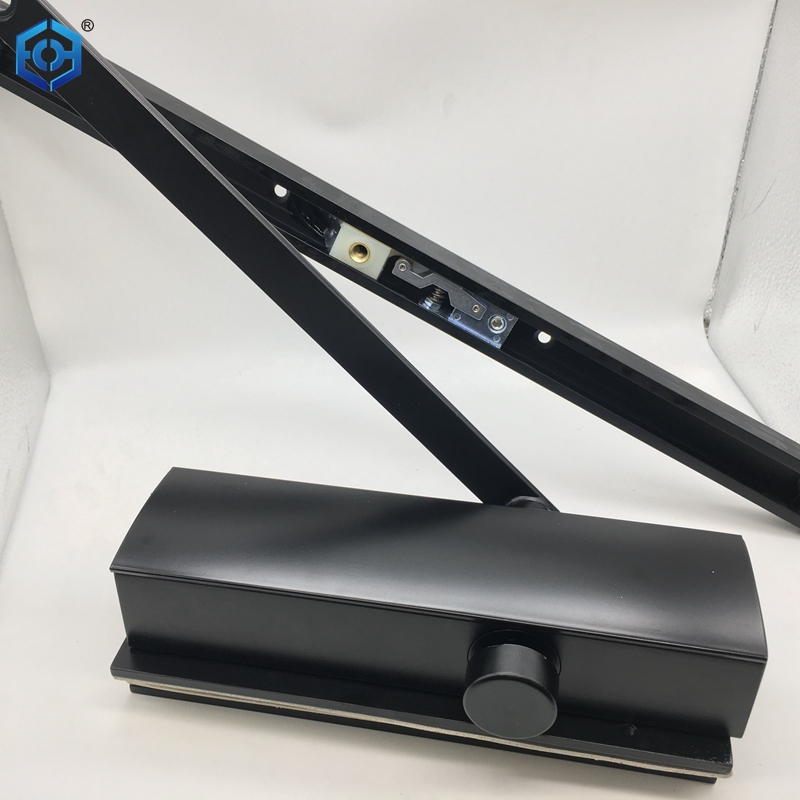Black Aluminum Alloy Glass Door Closer with Bracket 