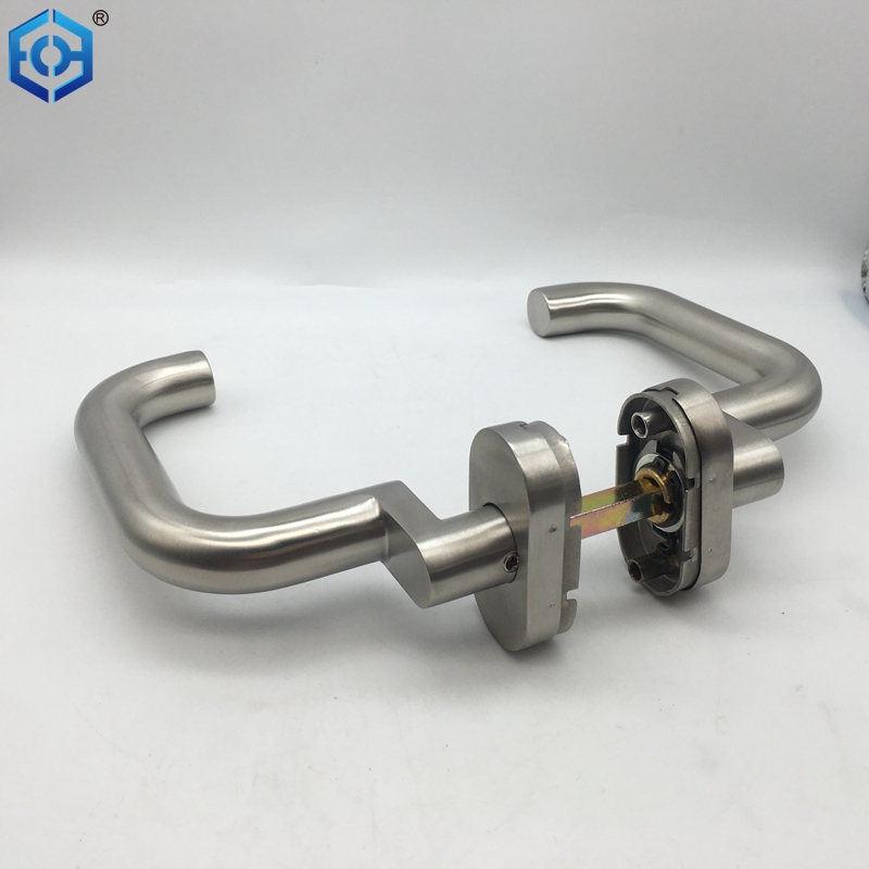 Door Handle on Oval Rosette Half Fitting Stainless Steel Buy the