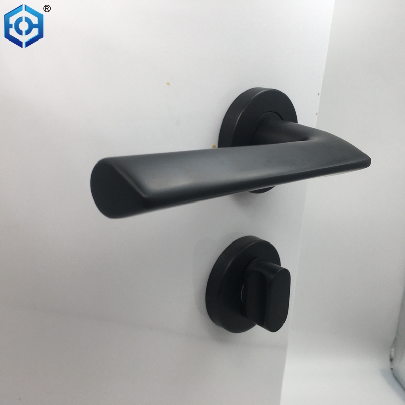 Black Stainless Steel Drop Shape Interior Door Handle With Rosette