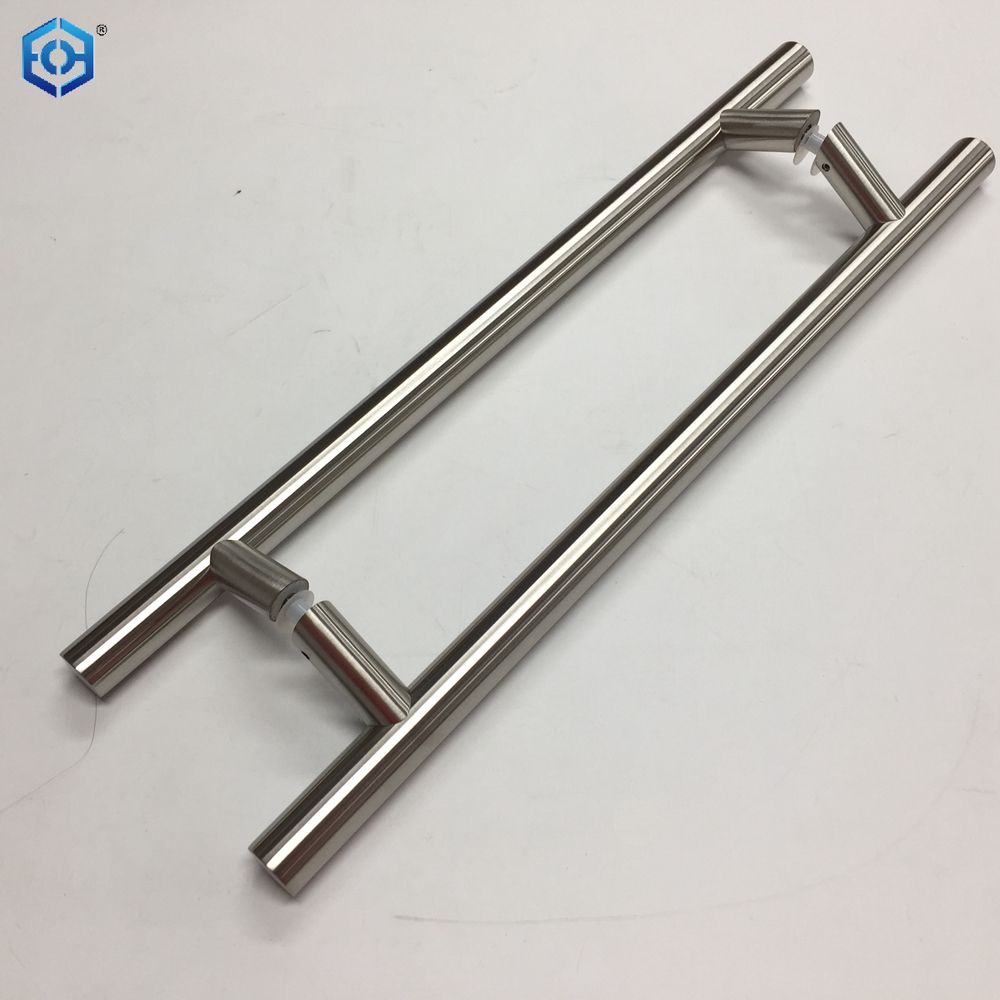 Solid Standoffs Heavy-Duty Commercial Grade-304 Stainless Steel Push Pull Door Handle Barn Door Pull Handle Glass Pulls Matte Black Finish
