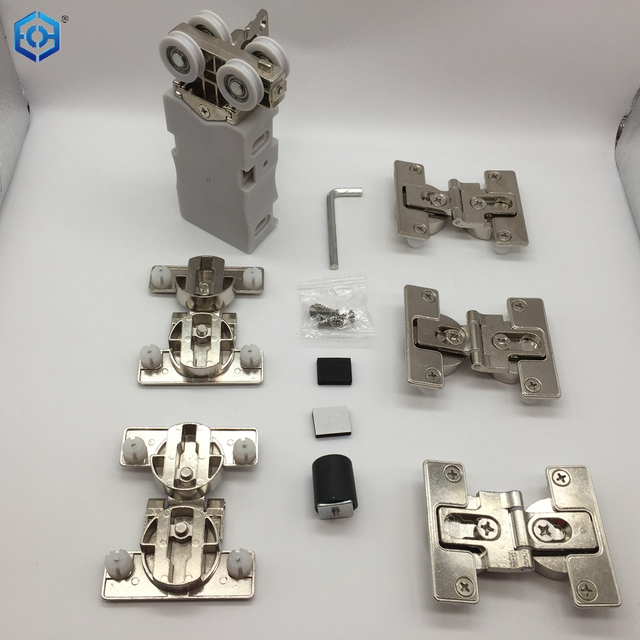 Top Hung Track for Walk in Closet Folding Doors Sliding Door Roller And Track Kit for Cabinets Bottom Track Free Sliding Door Hardware
