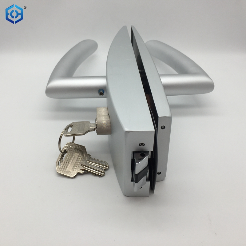 8-12mm Glass Door Lock with Wooden Frame Cylinder & Keys for Steel & Aluminum