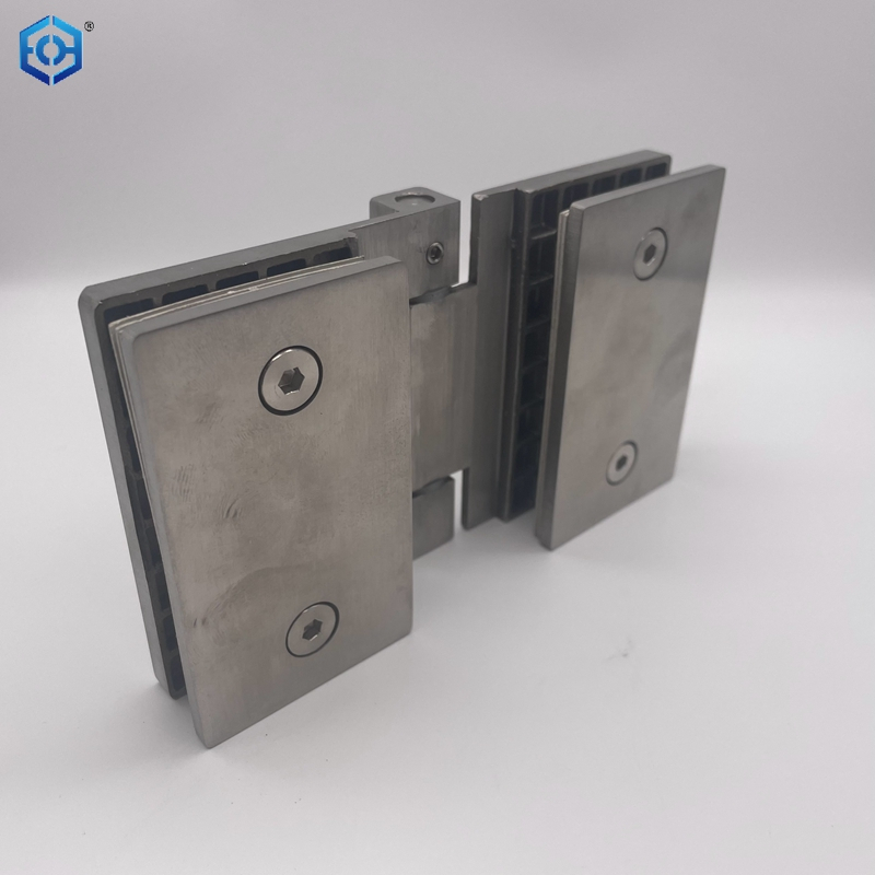 Brushed Stainless Steel Frameless Glass Door Hinge Folding Glass Clip Hardware for Patio Door