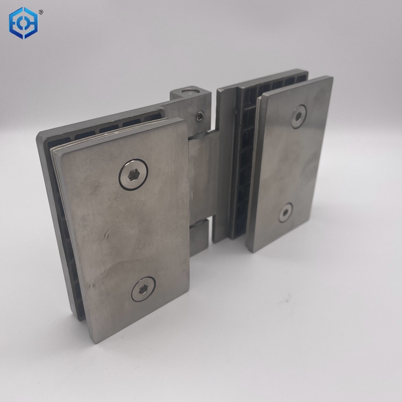 Brushed Stainless Steel Frameless Glass Door Hinge Folding Glass Clip Hardware for Patio Door
