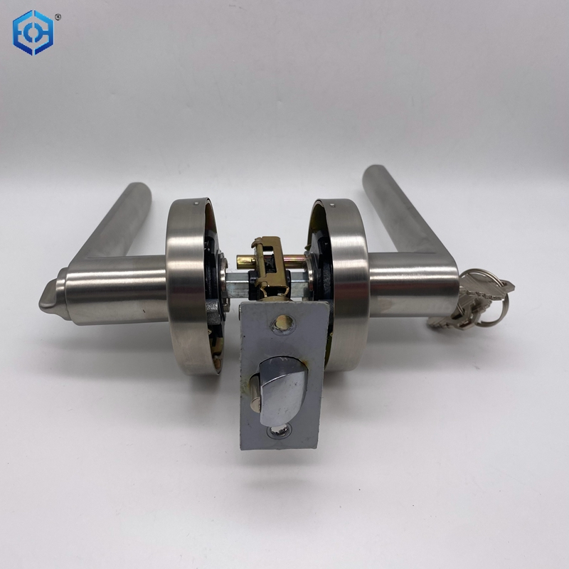 Heavy Duty Brushed Chrome Grade 1 Commercial Cylindrical Entry Door Handle with Lock and Clutch Function