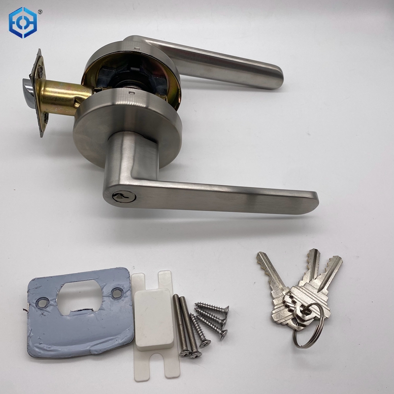 Heavy Duty Brushed Chrome Grade 1 Commercial Cylindrical Entry Door Handle with Lock and Clutch Function