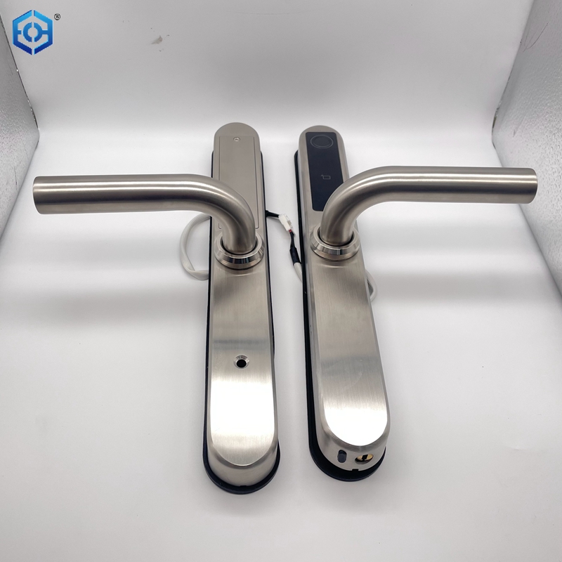 Password Fingerprint Lock Adjustable Doorknob Silver Waterproof For Apartmen