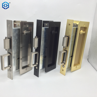 Golden Satin Nickel Black Zinc Alloy Pocket Door Lock Set with Indicator for Bathroom Door