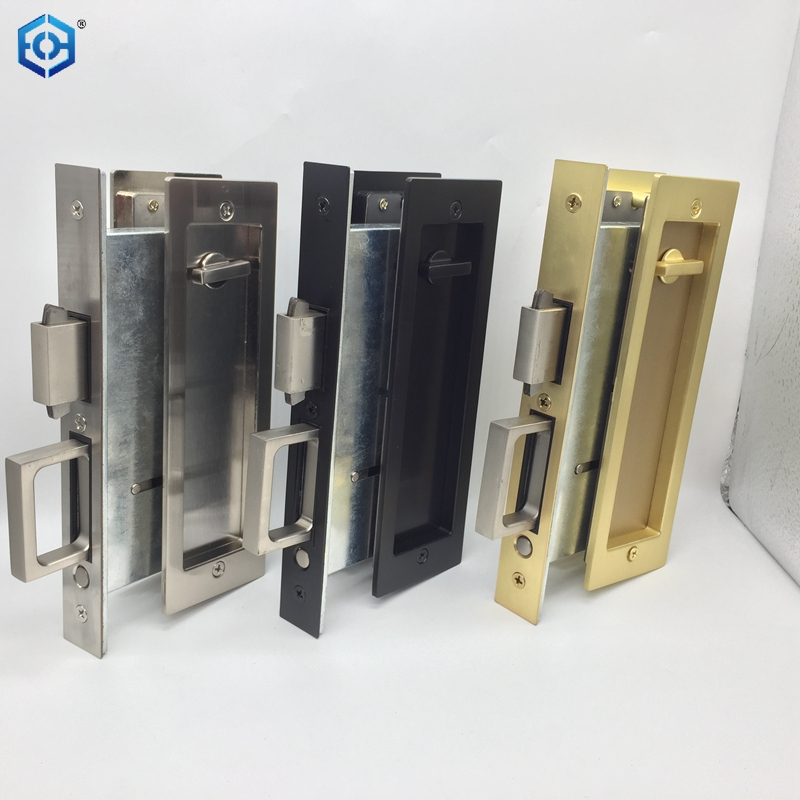 Golden Satin Nickel Black Zinc Alloy Pocket Door Lock Set with Indicator for Bathroom Door