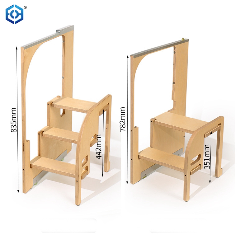 Kitchen Narrow Slot Hidden Folding Ladder Stool Kitchen Heightening Two-step Ladder Left And Right