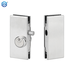 Center Mount Brushed Stainless Steel Glass To Glass Vertical Patch Lock