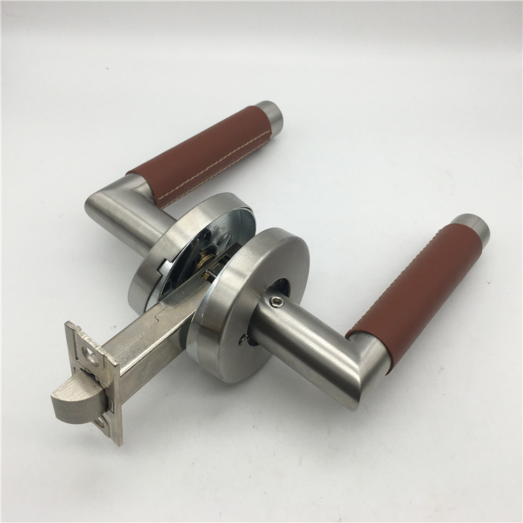 Stainless Steel Turnstyle Designs Tube Stitch Out Combination Leather Lever Door Handles