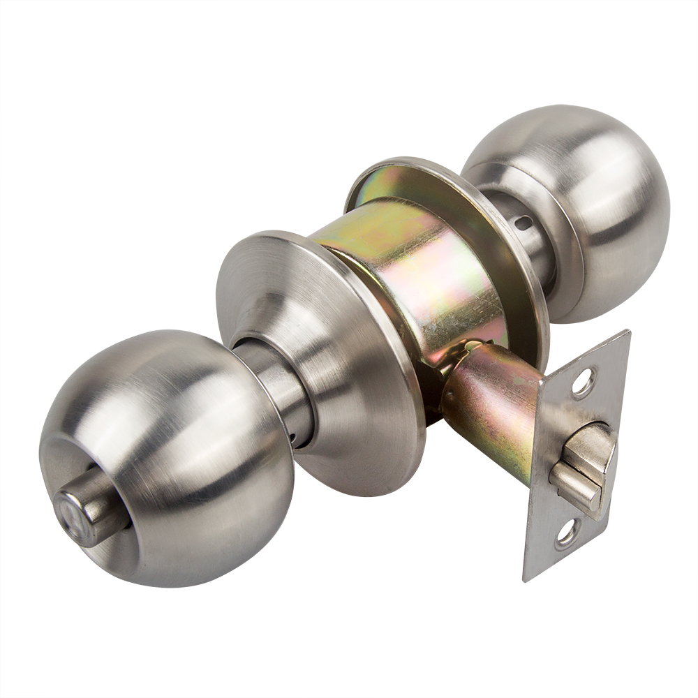  Stainless Steel Push Keyed Bedroom Door Knob Lock Set with Key