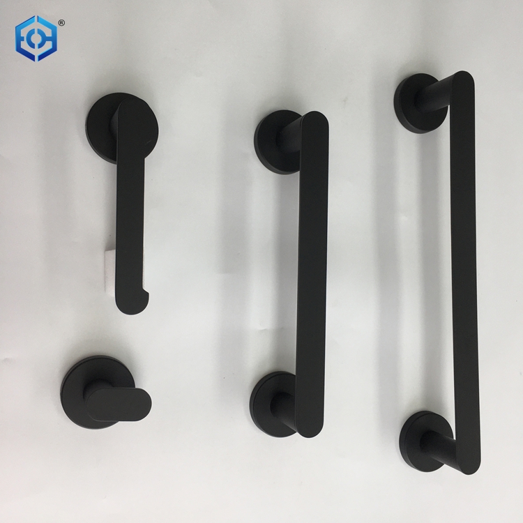 Matte Black Bath Accessories Set Wall Mount Includes Towel Bar Toilet Paper Holder