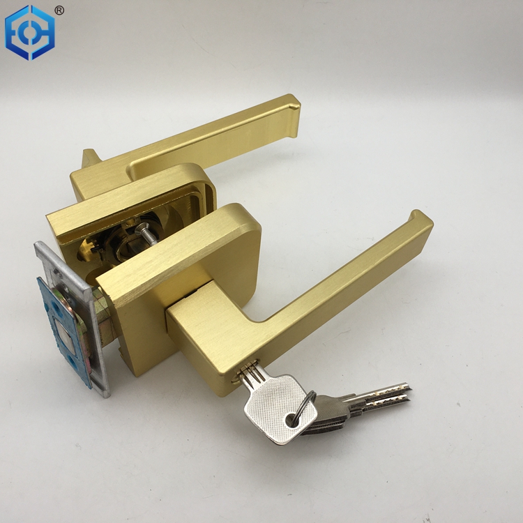 Satin Brass Aluminum Slim Frame Glass Door Handle Lock