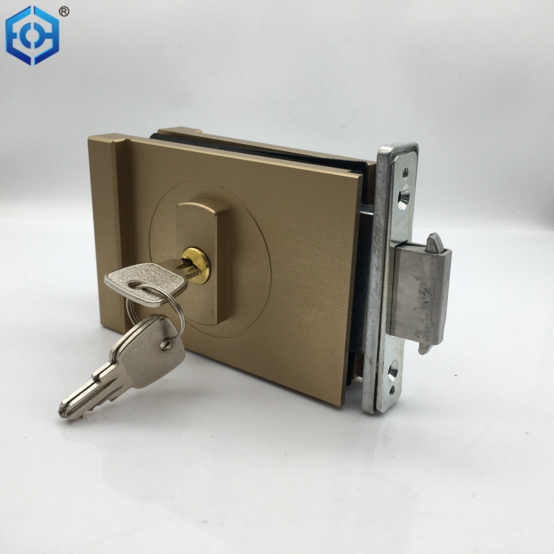 Golden Aluminum Slim Frame Sliding Glass Door Handle Lock