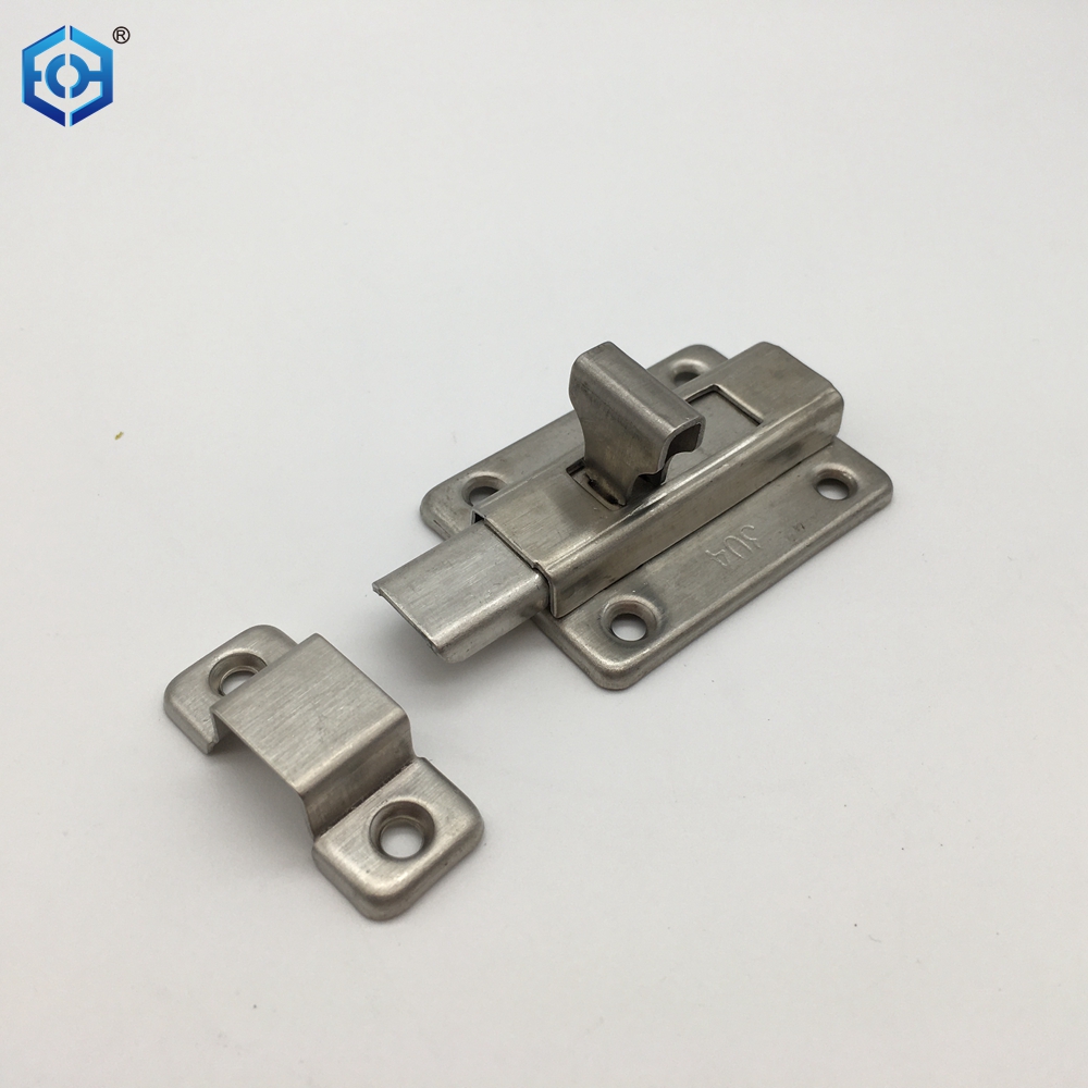 Surface Mounted Door Latches Stainless Steel 2/3/4 Inch Long Double-ended Bolt Silver Sliding Lock