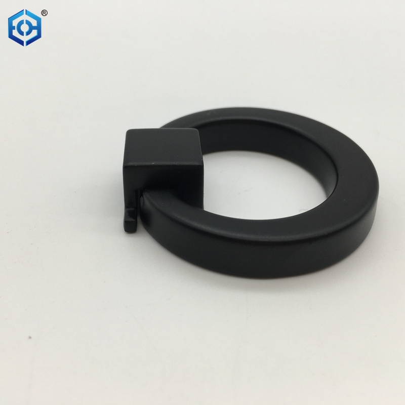 Black Zinc Alloy Round Conceal Ring Furniture Pull Handle Door Drawer Finger Pull Knobs Ring Pull