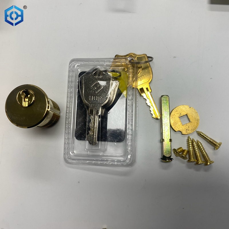 Golden Solid Brass American Style Brushed Brass Door Handles Lock