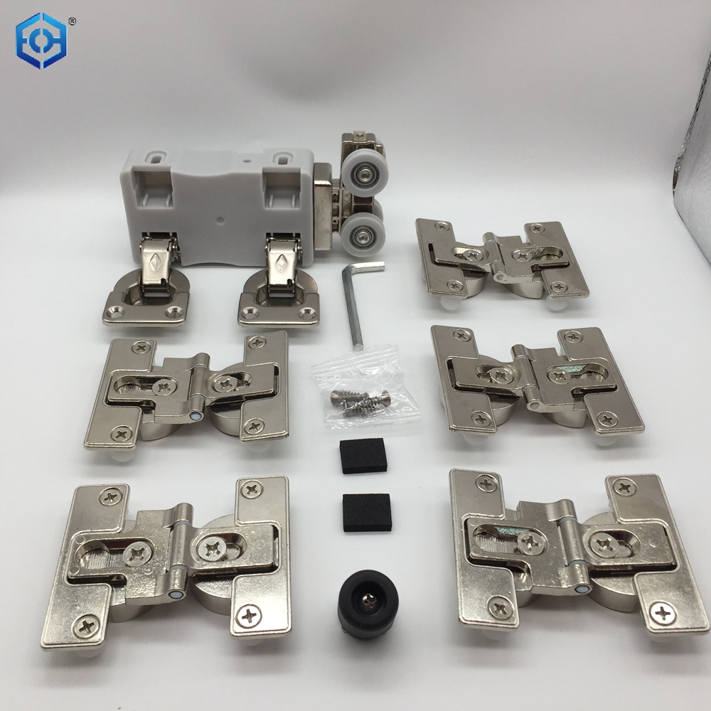 Top Hung Track for Walk in Closet Folding Doors Sliding Door Roller And Track Kit for Cabinets Bottom Track Free Sliding Door Hardware