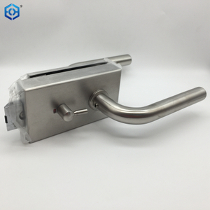 Silver Stainless Steel Frameless Glass Door Lock with Indicator Privacy Function 