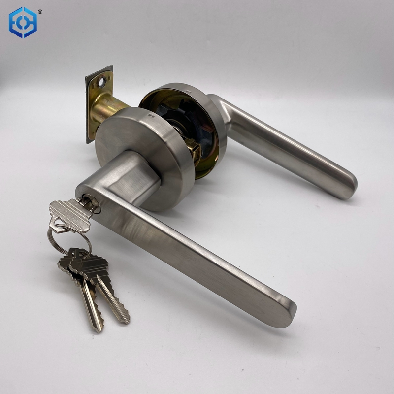 Heavy Duty Brushed Chrome Grade 1 Commercial Cylindrical Entry Door Handle with Lock and Clutch Function