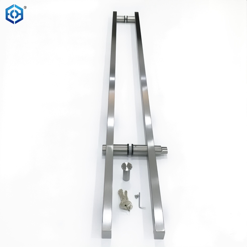 Silver Stainless Steel Square Tube Locking Ladder Pulls for Glass Doors