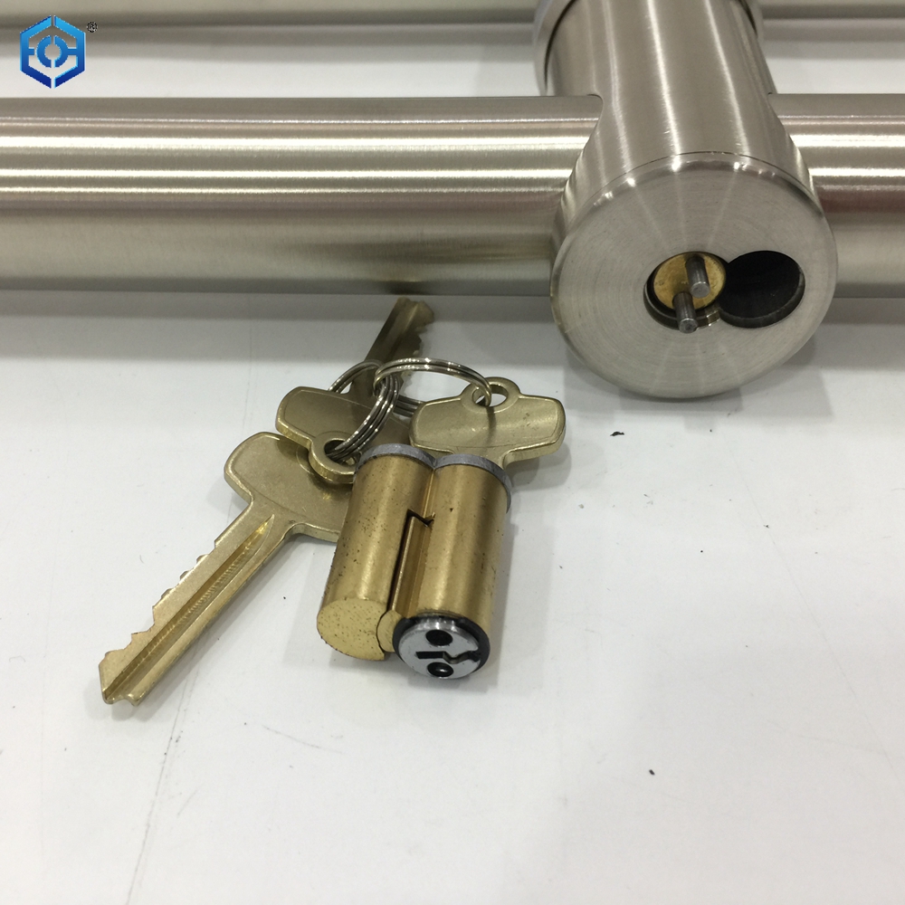 Stainless Steel Cylinder And Thumbturn Glass Door Pull Handle Locking Ladder Pull