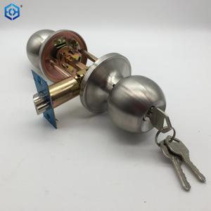 Silver Stainless Steel Round Door Knobs Handle Entrance Bathroom Passage Lock