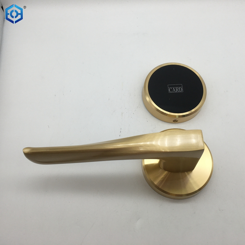 Golden Security Lever Handle Card Smart Lock for Hotel Apartment Dormitory