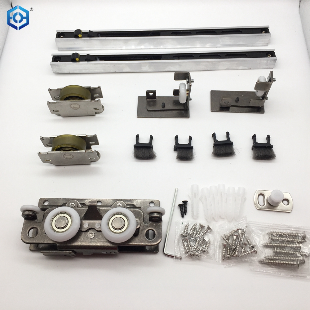 Hidden Wooden Door Ghost Track Hardware Sliding Slide Rail Kit with 80kg Load Capacity
