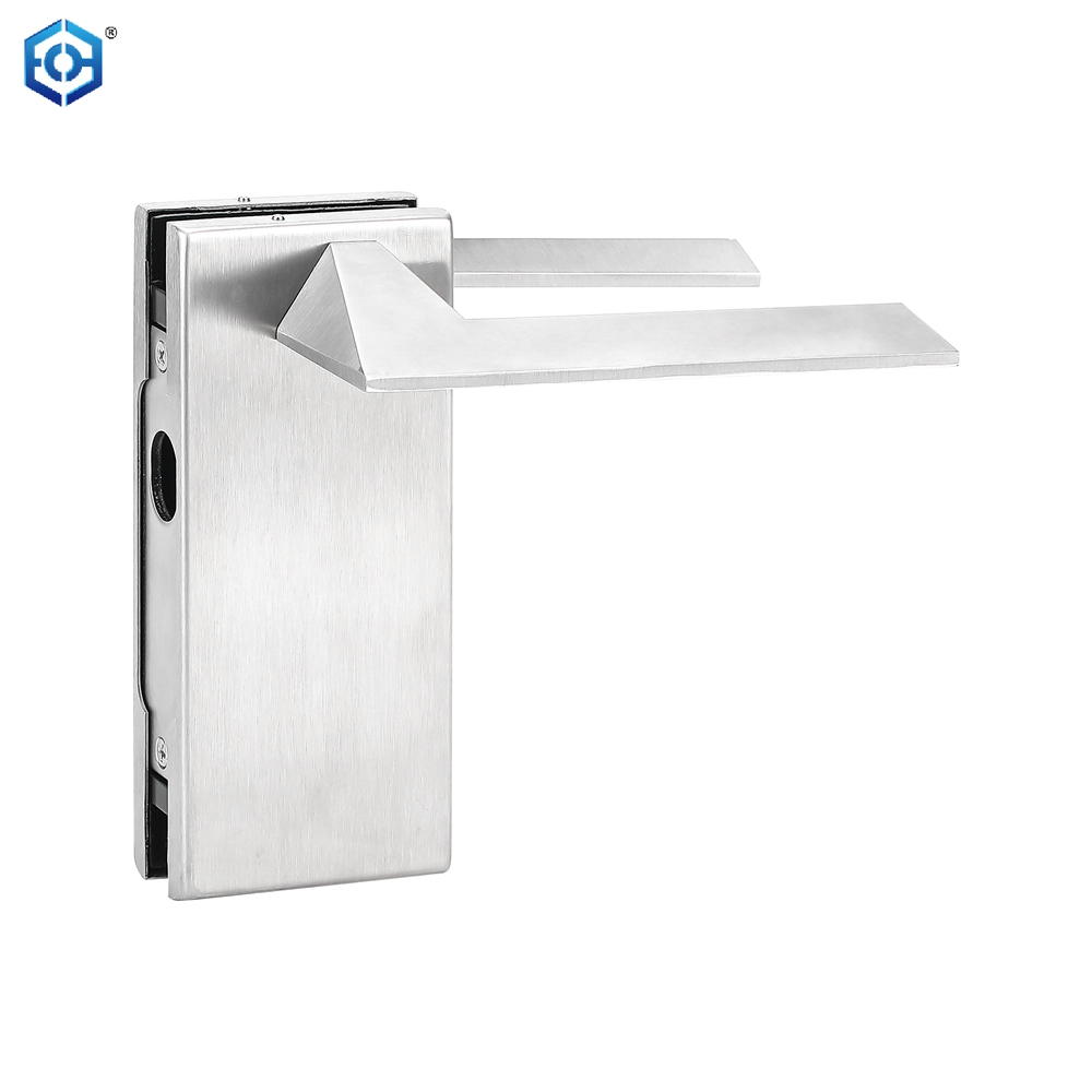 Stainless Steel Frameless Glass Door Lock with Handle And Keys Commercial Office Glass Partition Lever Patch Lock