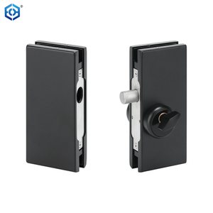 Black Stainless Steel Glass Door Patch Lock With American Style Cylinder